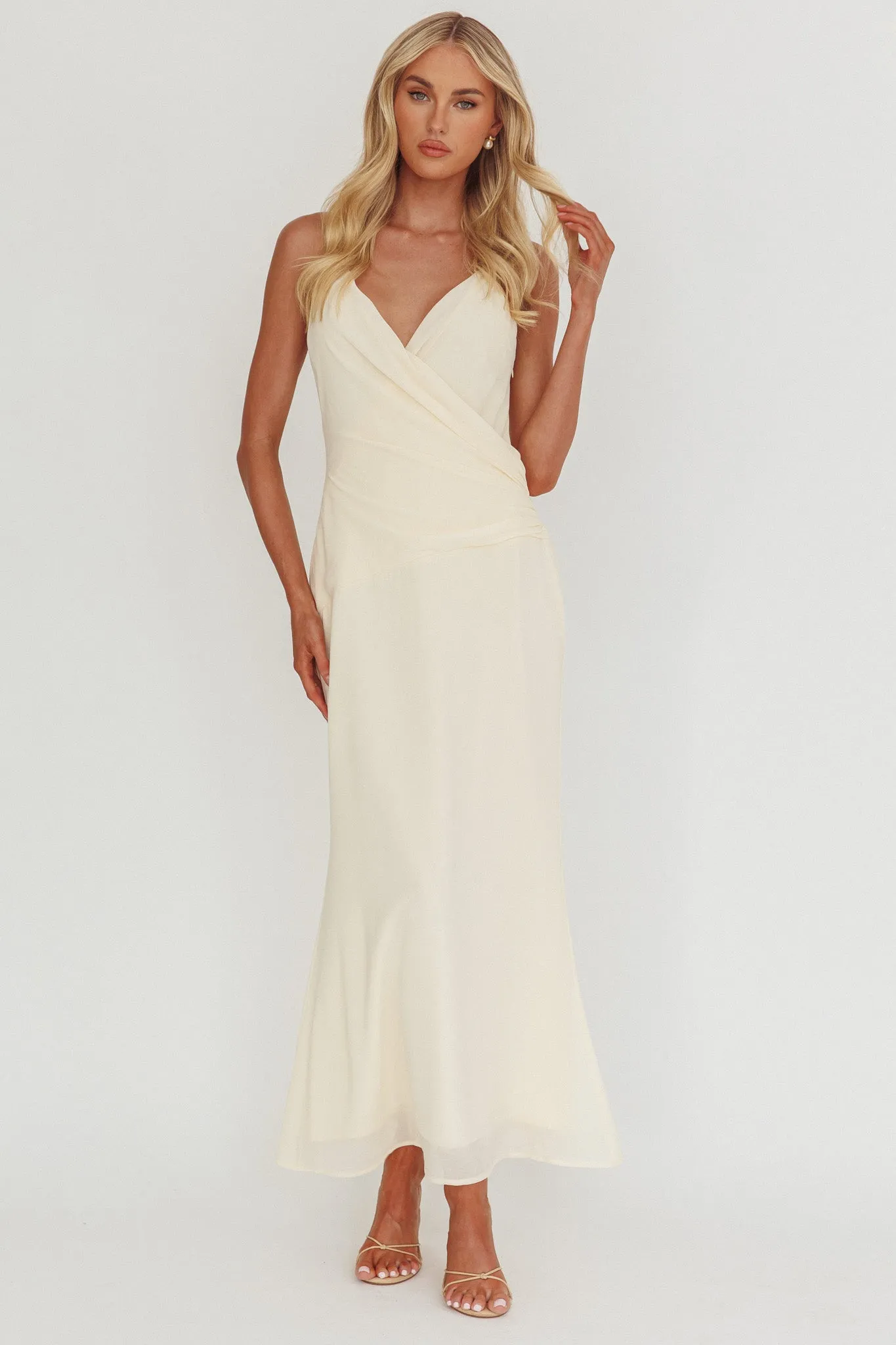 Lexxi Crossover Gathered Waist Maxi Dress Butter sold by Selfie Leslie product image thumbnail 4