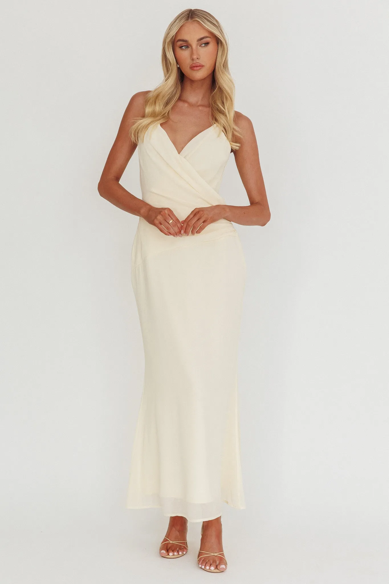 Lexxi Crossover Gathered Waist Maxi Dress Butter sold by Selfie Leslie