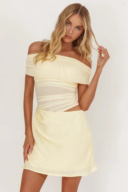Lorely Off-Shoulder Mini Dress Butter sold by Selfie Leslie