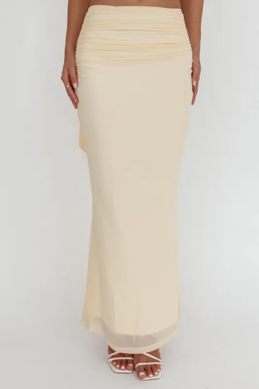All The Lights Ruched Midi Skirt Cream sold by Selfie Leslie