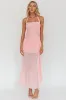 Rebekkah Halterneck Side Sash Maxi Dress Pink sold by Selfie Leslie
