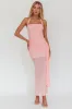 Rebekkah Halterneck Side Sash Maxi Dress Pink sold by Selfie Leslie