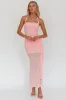Rebekkah Halterneck Side Sash Maxi Dress Pink sold by Selfie Leslie