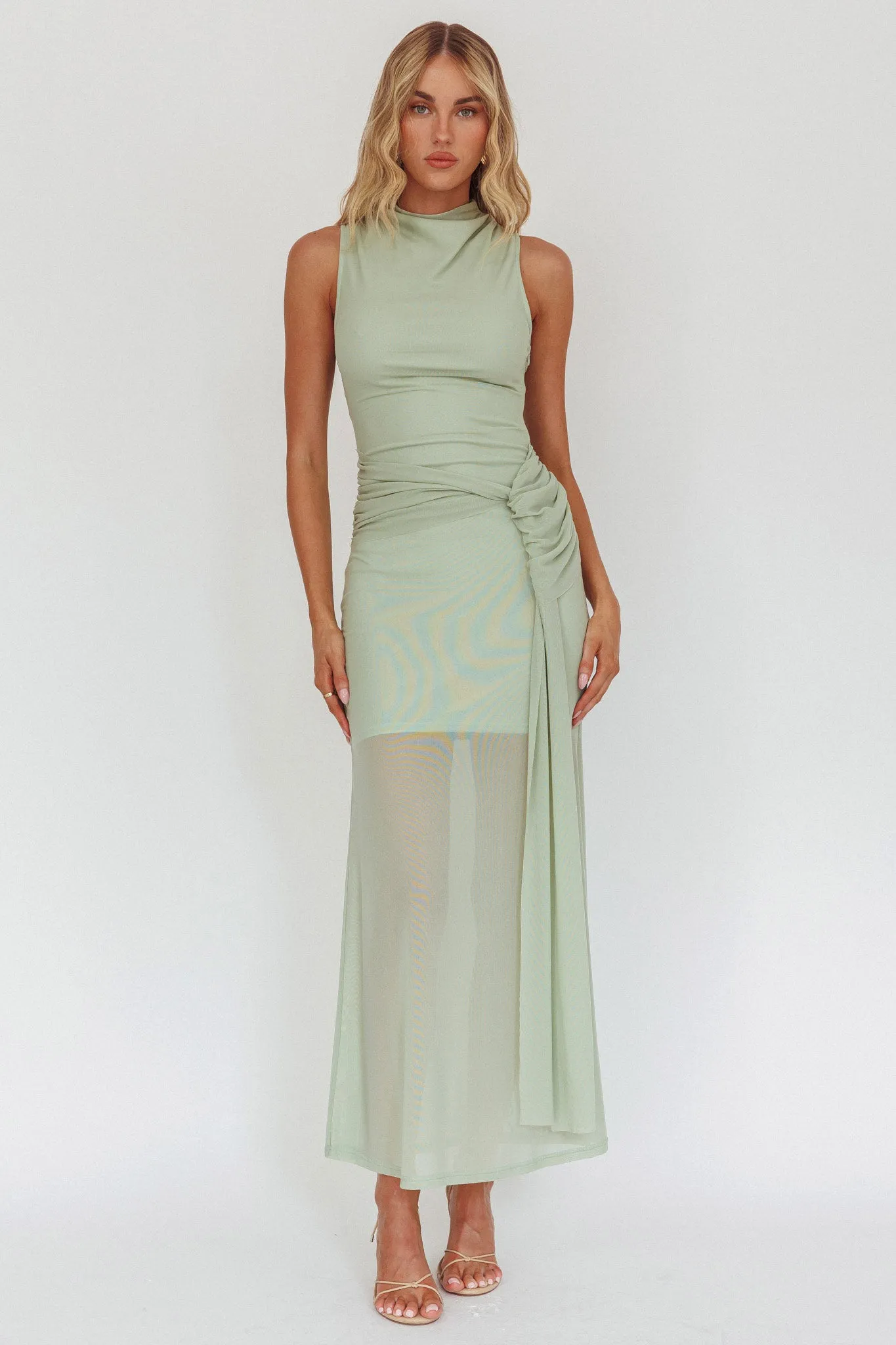 Girl's Night Waist Sash Maxi Dress Sage sold by Selfie Leslie product image thumbnail 5