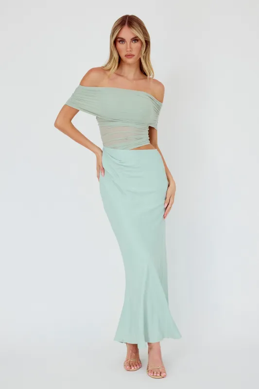 Lorely Off-Shoulder Midi Dress Sage sold by Selfie Leslie