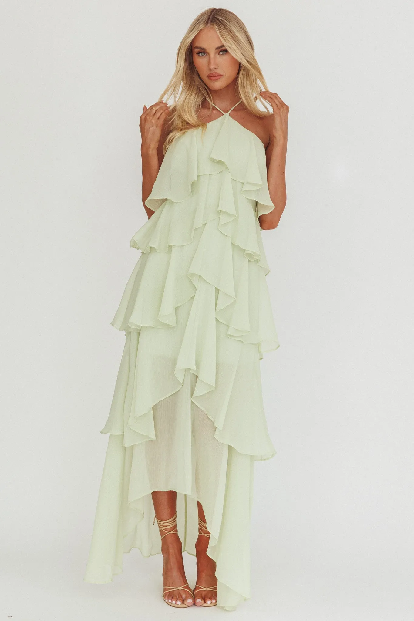 Darylyn Tiered Ruffle Maxi Dress Sage sold by Selfie Leslie product image thumbnail 4