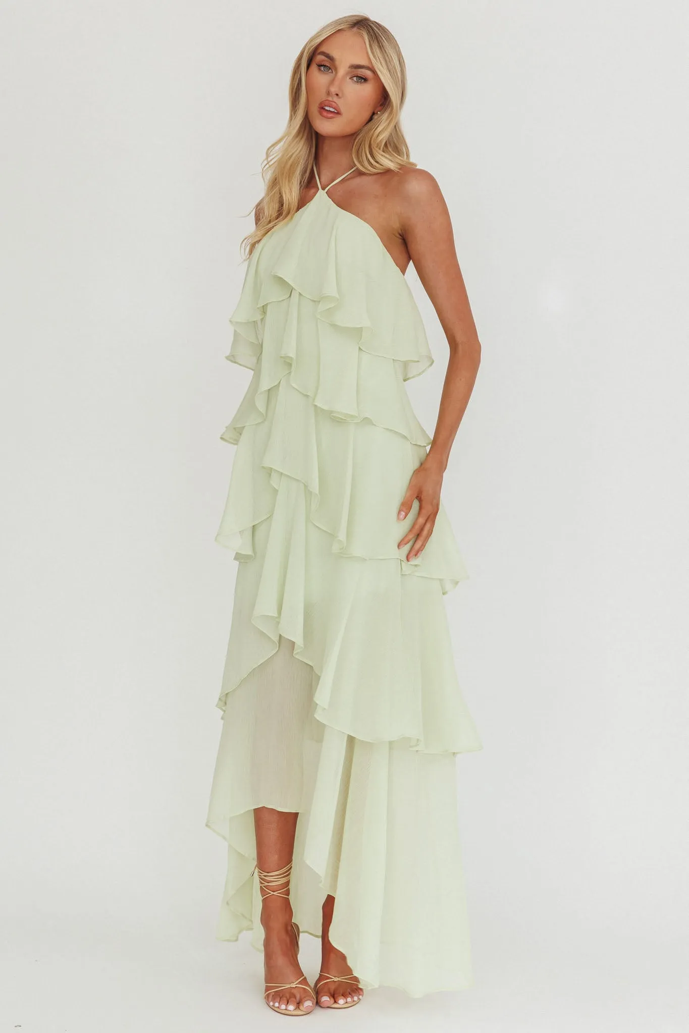Darylyn Tiered Ruffle Maxi Dress Sage sold by Selfie Leslie product image thumbnail 5