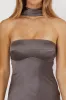 Damsel Reverse Halter Maxi Dress Satin Charcoal sold by Selfie Leslie