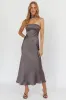 Damsel Reverse Halter Maxi Dress Satin Charcoal sold by Selfie Leslie