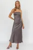 Damsel Reverse Halter Maxi Dress Satin Charcoal sold by Selfie Leslie