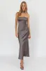 Damsel Reverse Halter Maxi Dress Satin Charcoal sold by Selfie Leslie