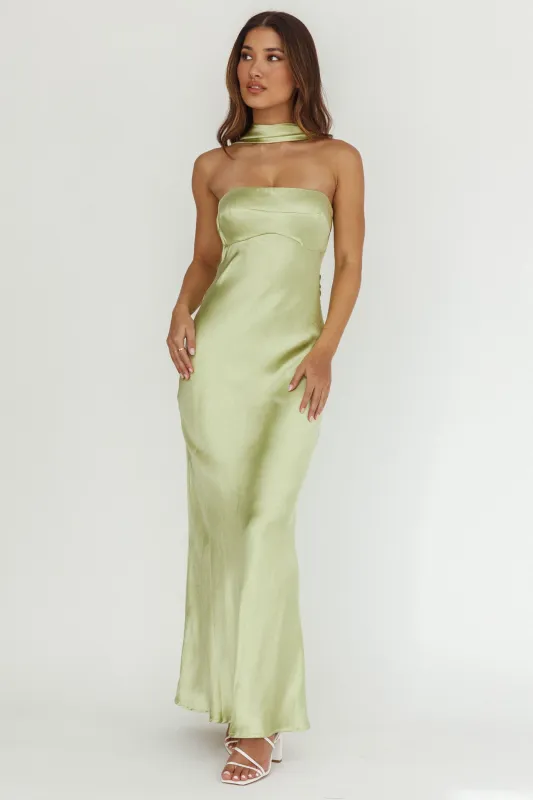 Damsel Reverse Halter Maxi Dress Pistachio sold by Selfie Leslie