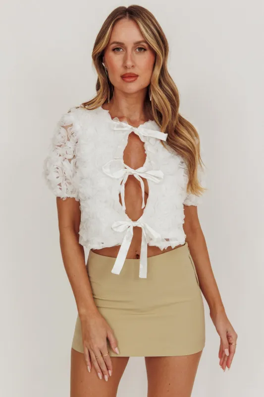 Chiron Front Tie Rosette Top Off White sold by Selfie Leslie