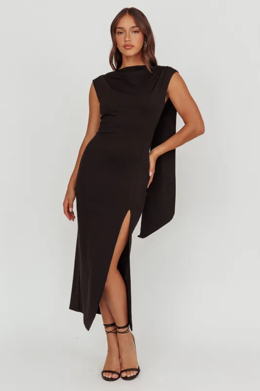 Looks Of Love Shoulder Sash Maxi Dress Black sold by Selfie Leslie