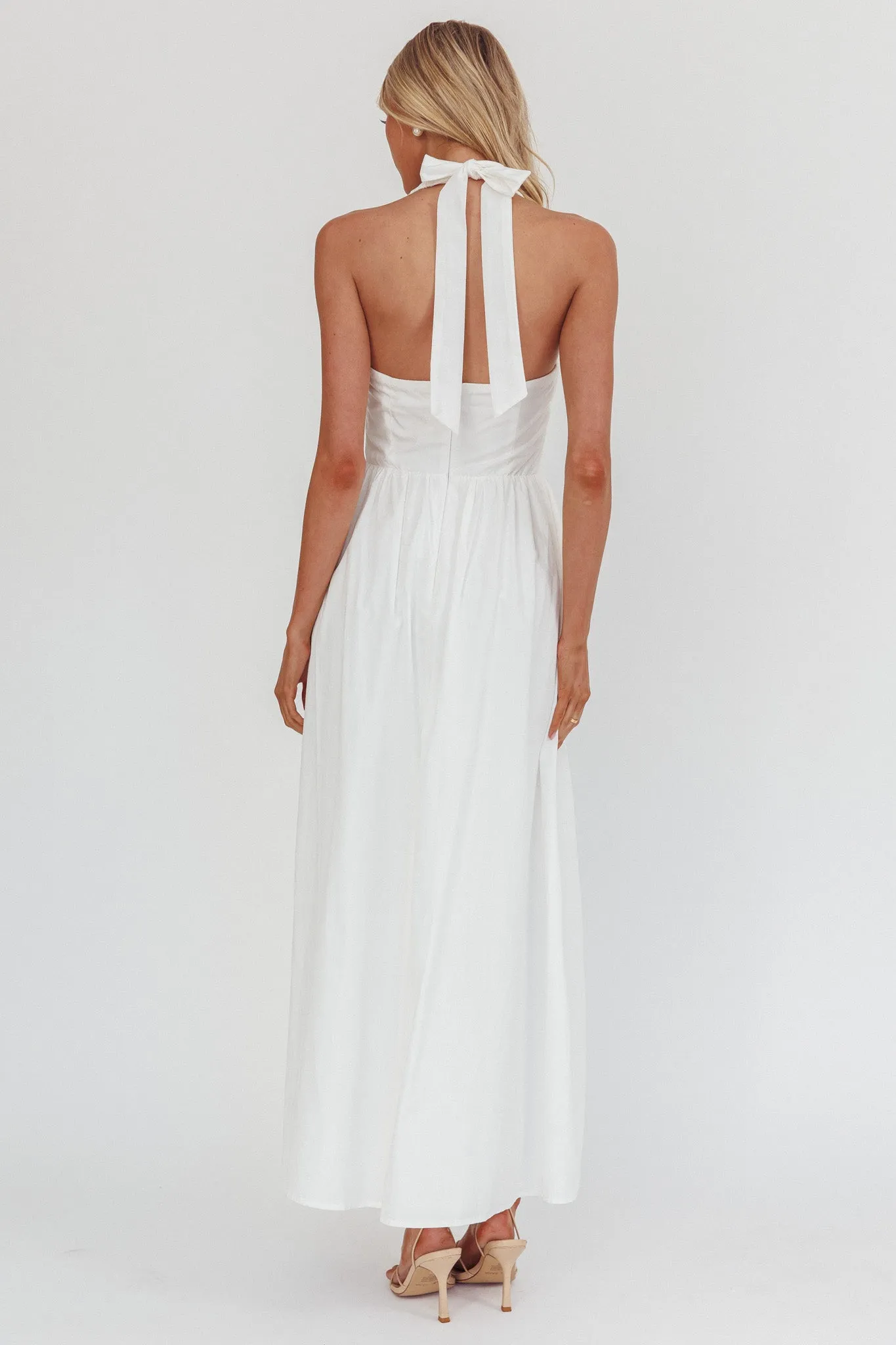Irisa Elasticated Halter Maxi Dress White sold by Selfie Leslie product image thumbnail 2