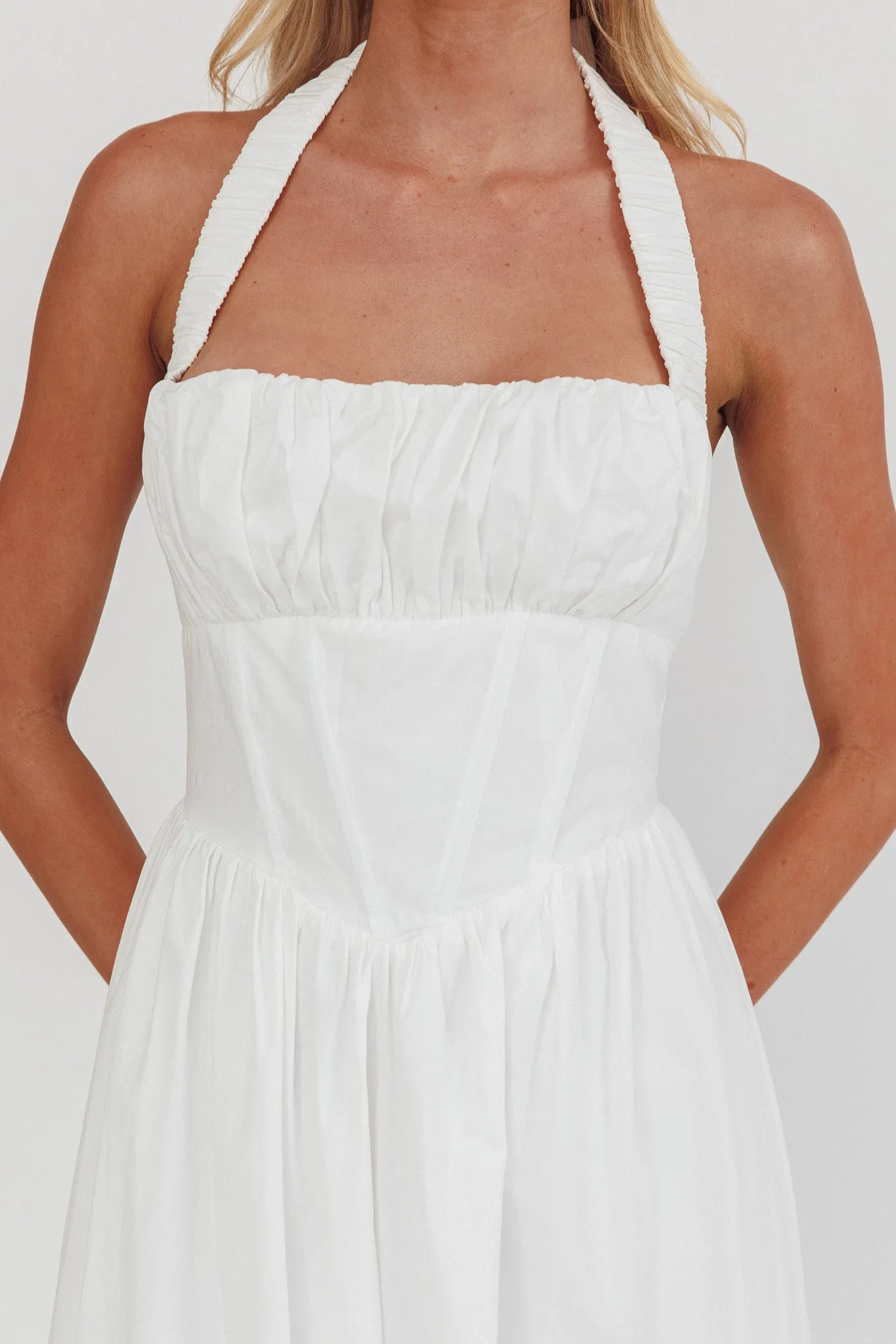 Irisa Elasticated Halter Maxi Dress White sold by Selfie Leslie product image thumbnail 3