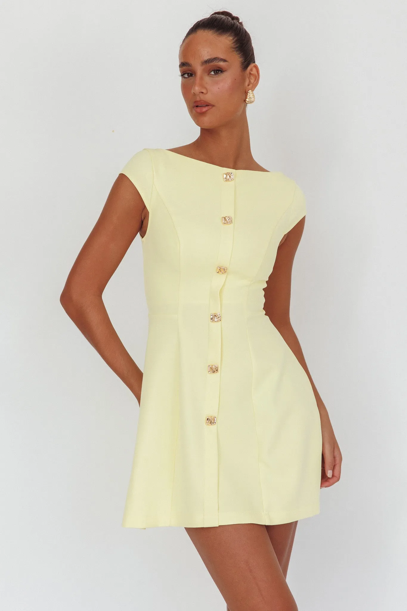 Rebel Cap Sleeve Mini Dress Butter sold by Selfie Leslie