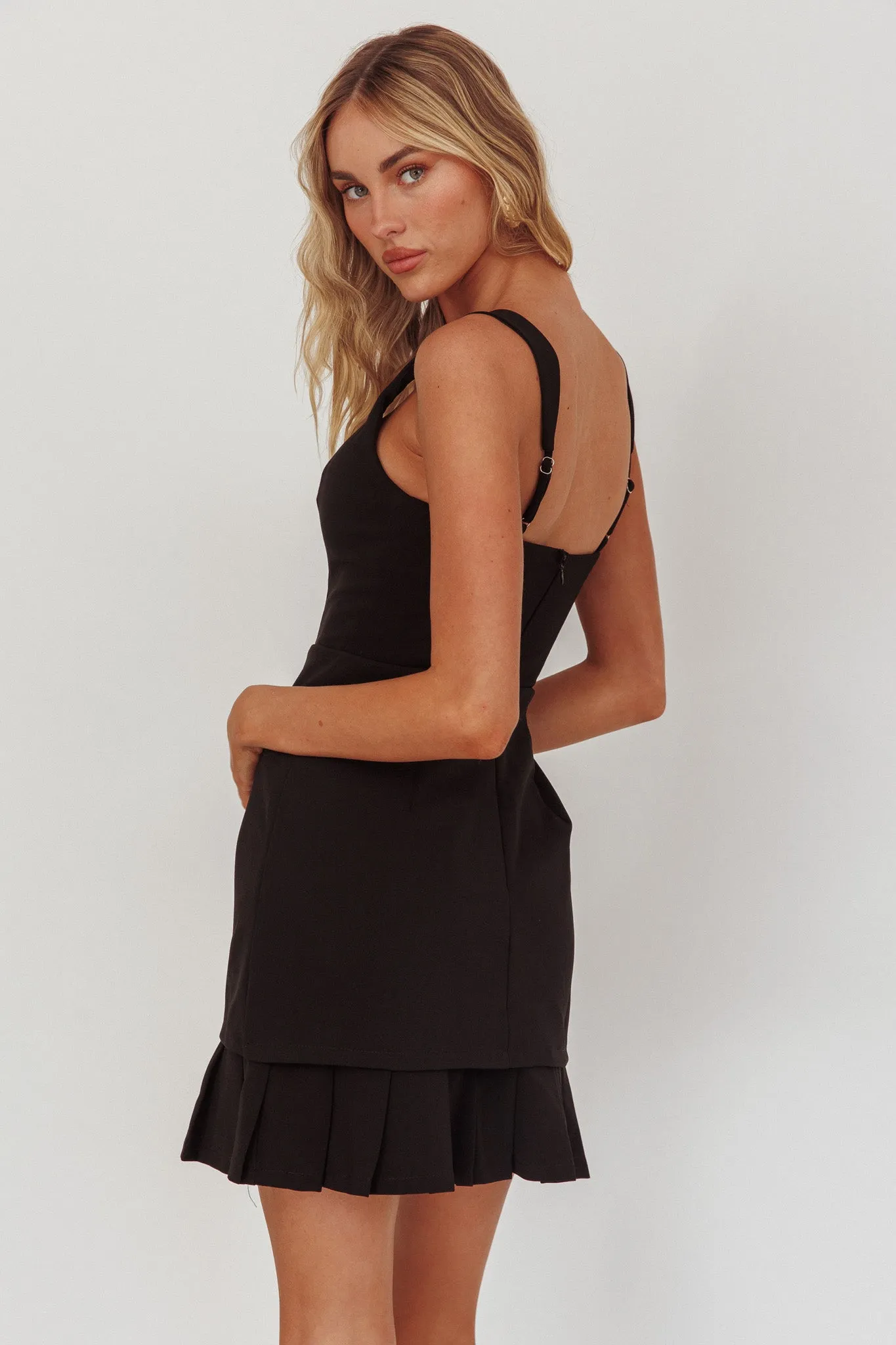 Lili Pleat Hem Mini Dress Black sold by Selfie Leslie product image thumbnail 2