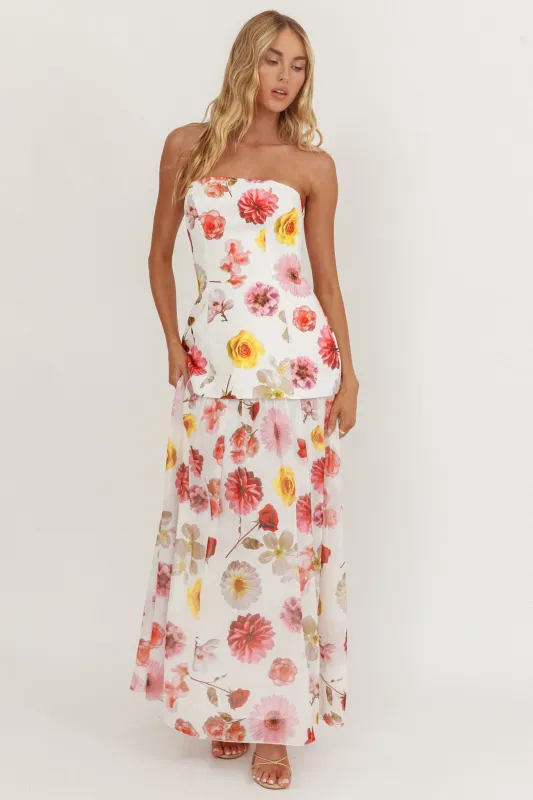 Wilma Flowy Hem Strapless Maxi Dress Floral sold by Selfie Leslie