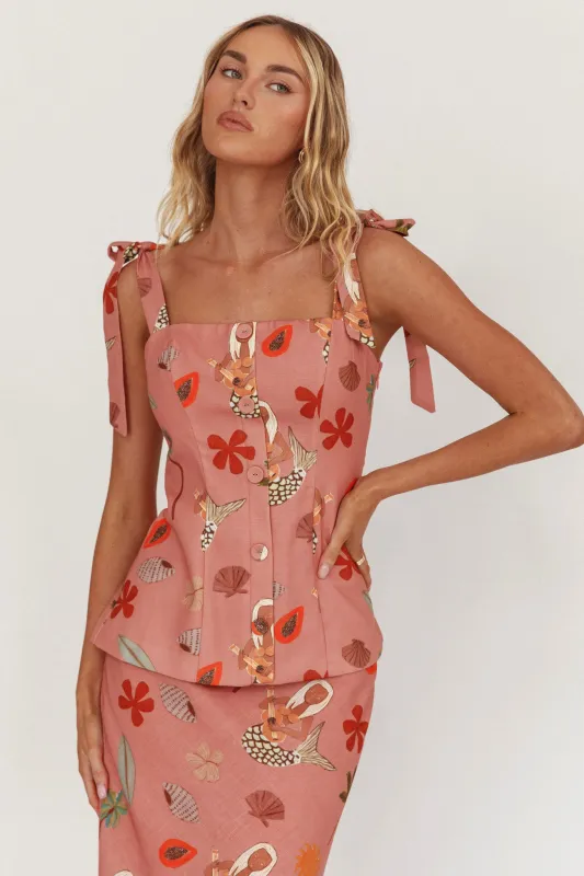 Drop Of Sunshine Tied Shoulder Top Mermaid Pink sold by Selfie Leslie