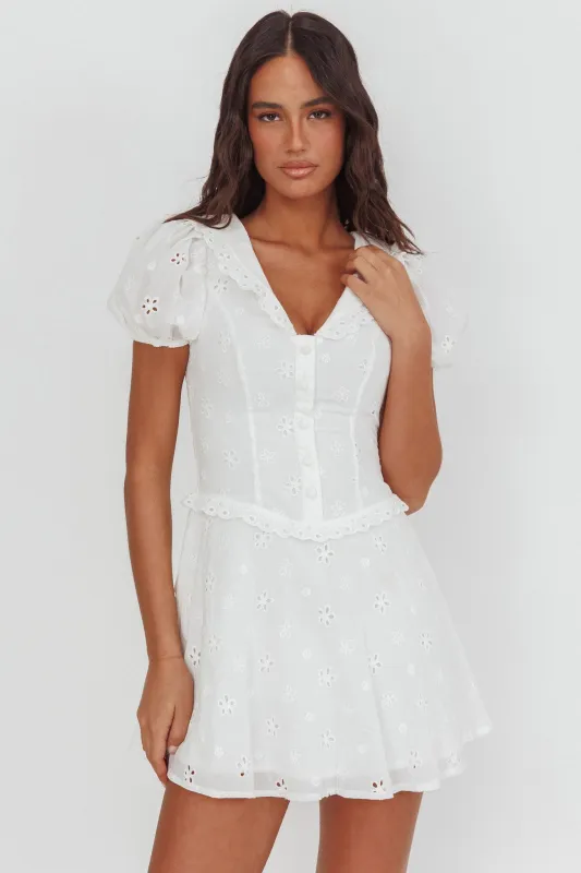 Aylin Collared Eyelet Mini Dress White sold by Selfie Leslie