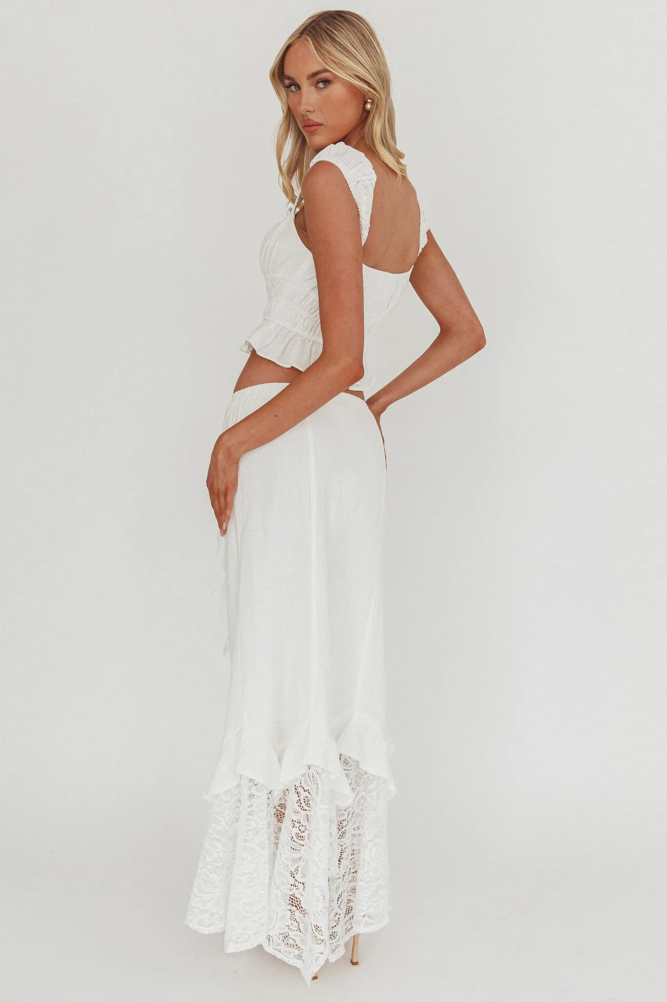 Liora Lace Hem Ruffle Maxi Dress White sold by Selfie Leslie product image thumbnail 2