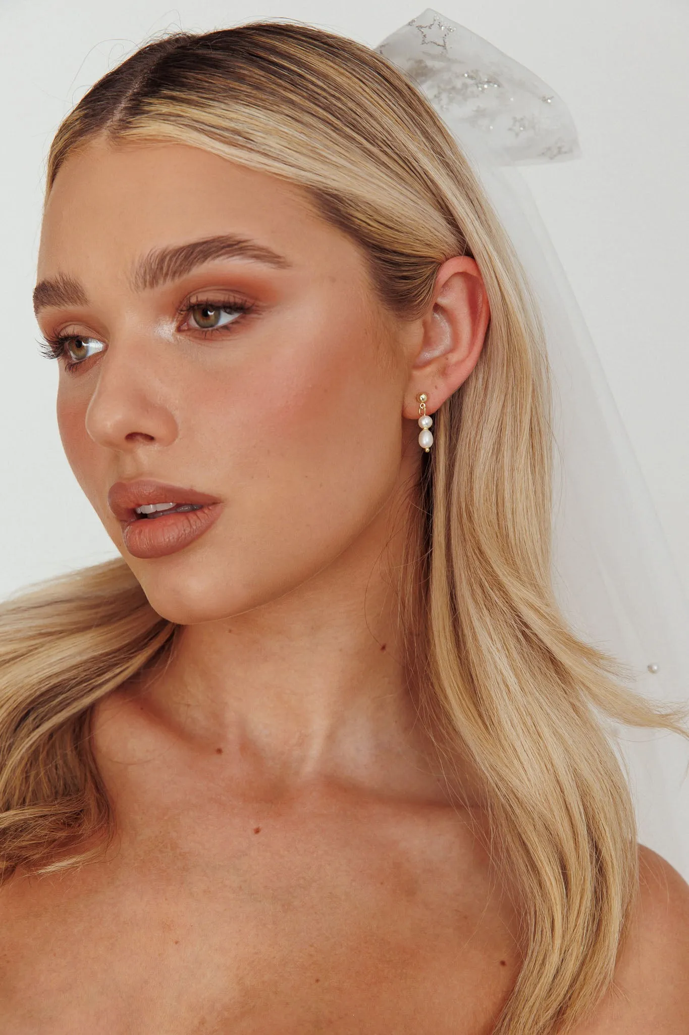 Julia Pearl Drop Earrings Gold sold by Selfie Leslie product image thumbnail 2