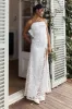 Delphina Strapless Bow Back Lace Dress Ivory sold by Selfie Leslie