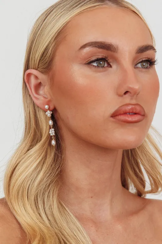 Simone Dangle Earrings Pearl sold by Selfie Leslie