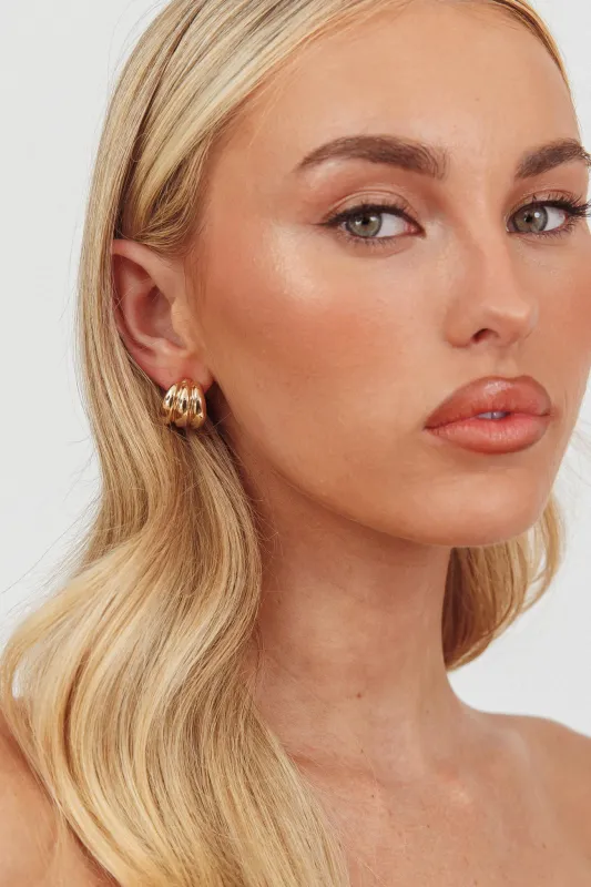 Melanie Ridged Earrings Gold sold by Selfie Leslie