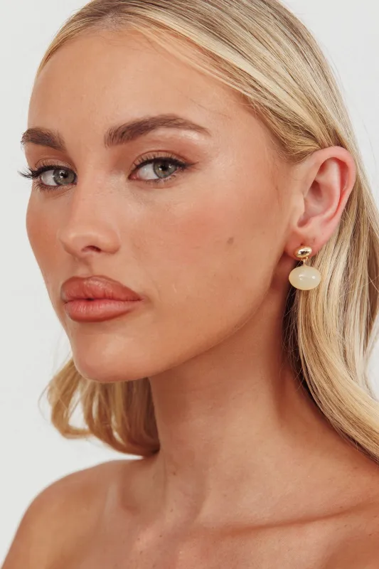 Love Song Oval Cabochon Earrings Gold/Ivory Tort sold by Selfie Leslie