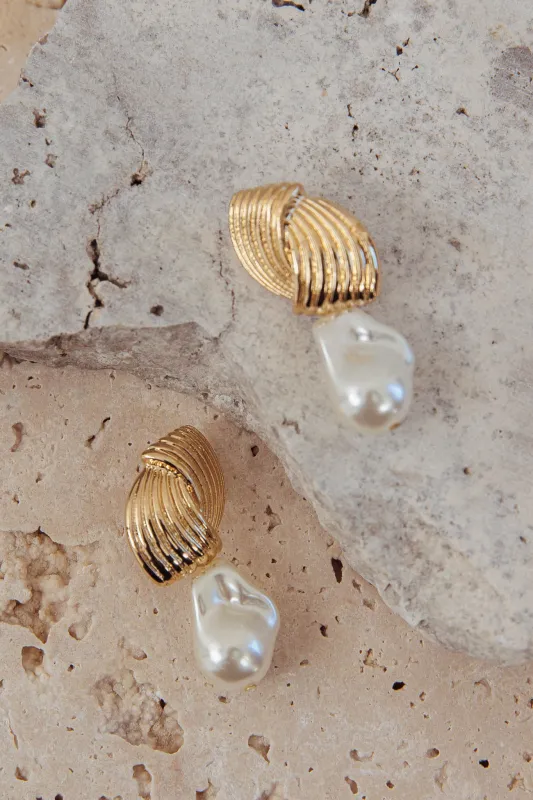 High Season Baroque Pearl Droplet Earrings Gold/Pearl sold by Selfie Leslie