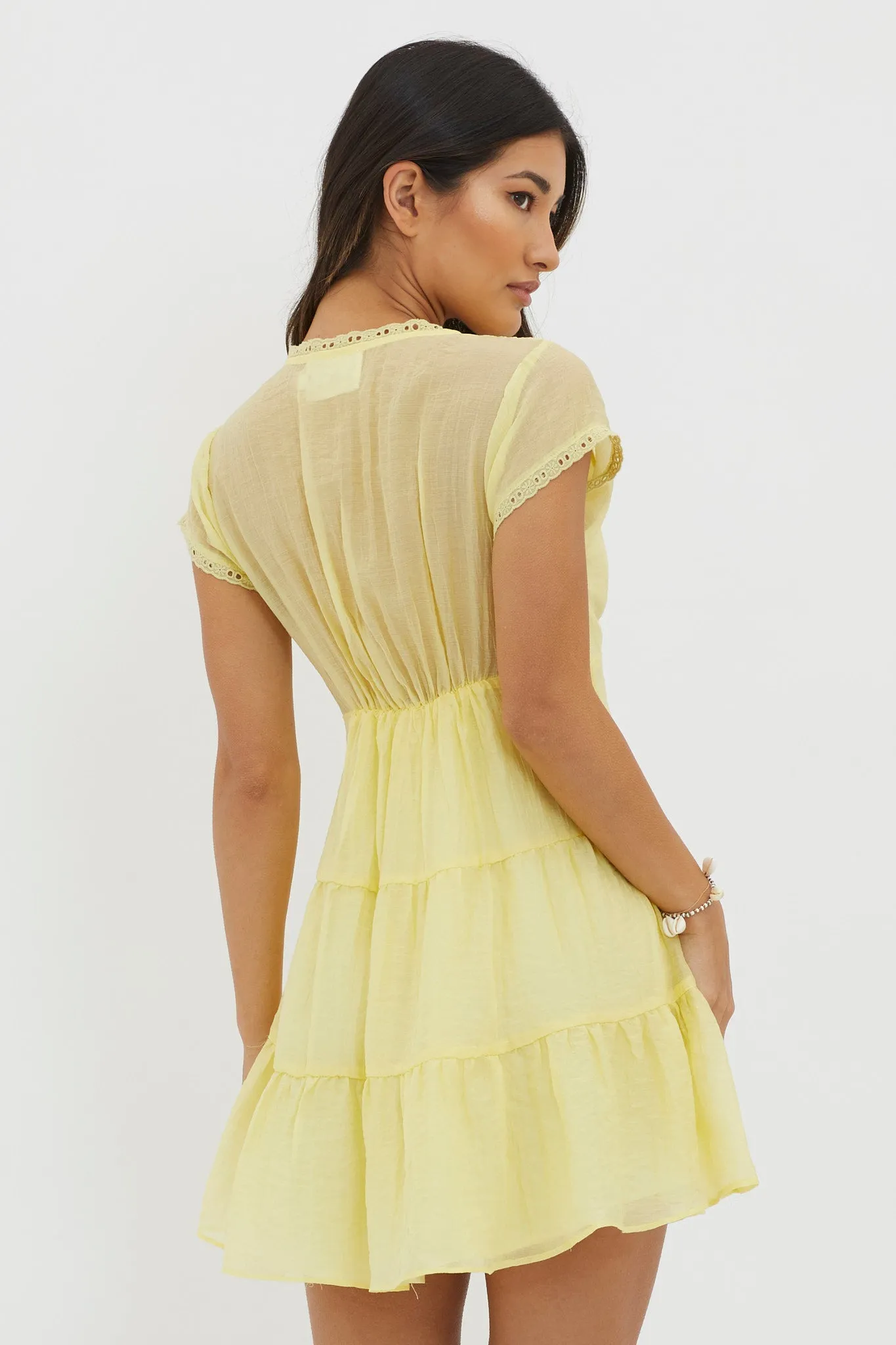 Azura Scalloped Lace Mini Dress Lemon sold by Selfie Leslie product image thumbnail 2