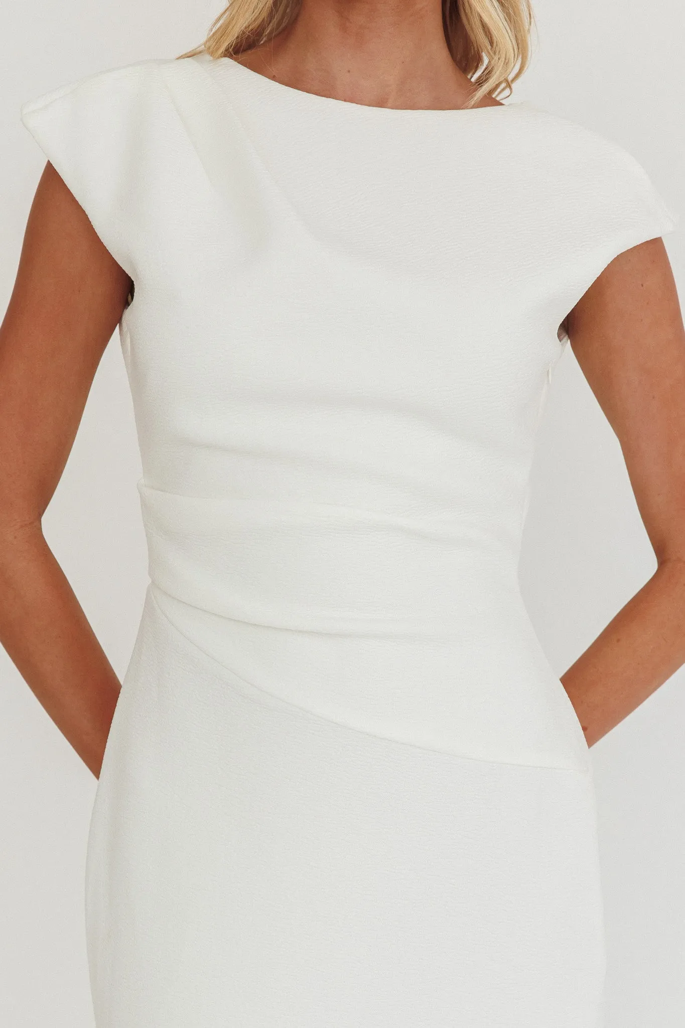 Zarae Cap Sleeve Surplice Back Maxi Dress White sold by Selfie Leslie product image thumbnail 3