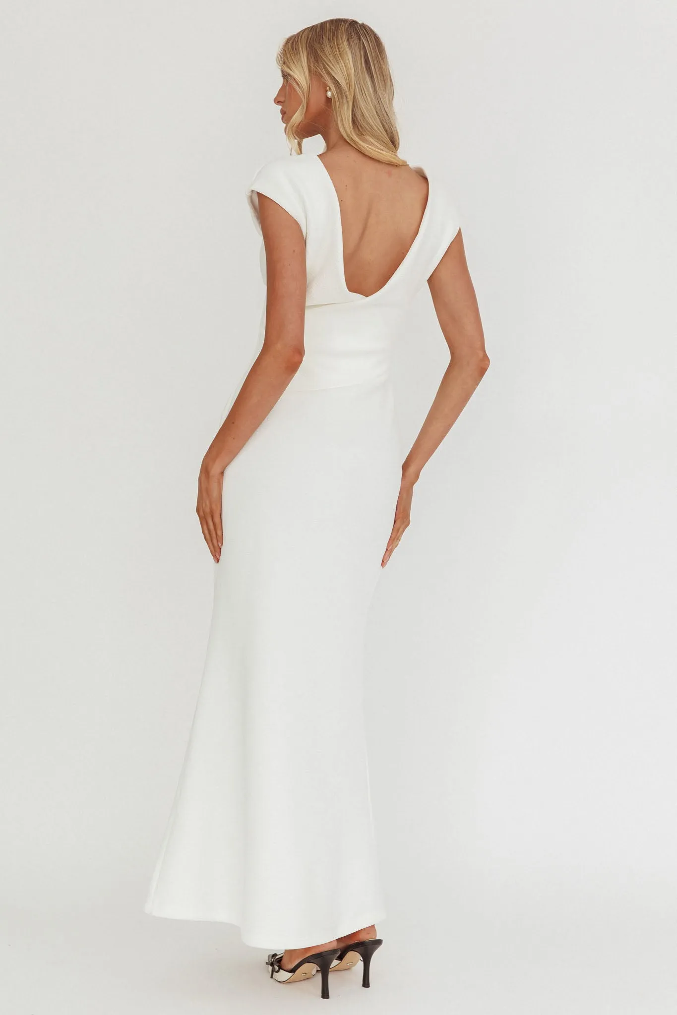 Zarae Cap Sleeve Surplice Back Maxi Dress White sold by Selfie Leslie product image thumbnail 4