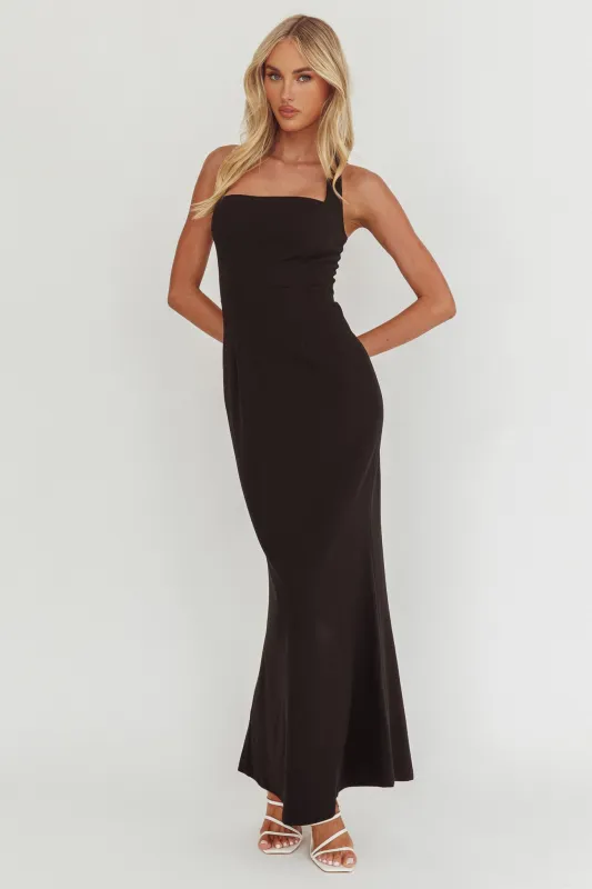 Shellie Square Neckline Halter Maxi Dress Black sold by Selfie Leslie