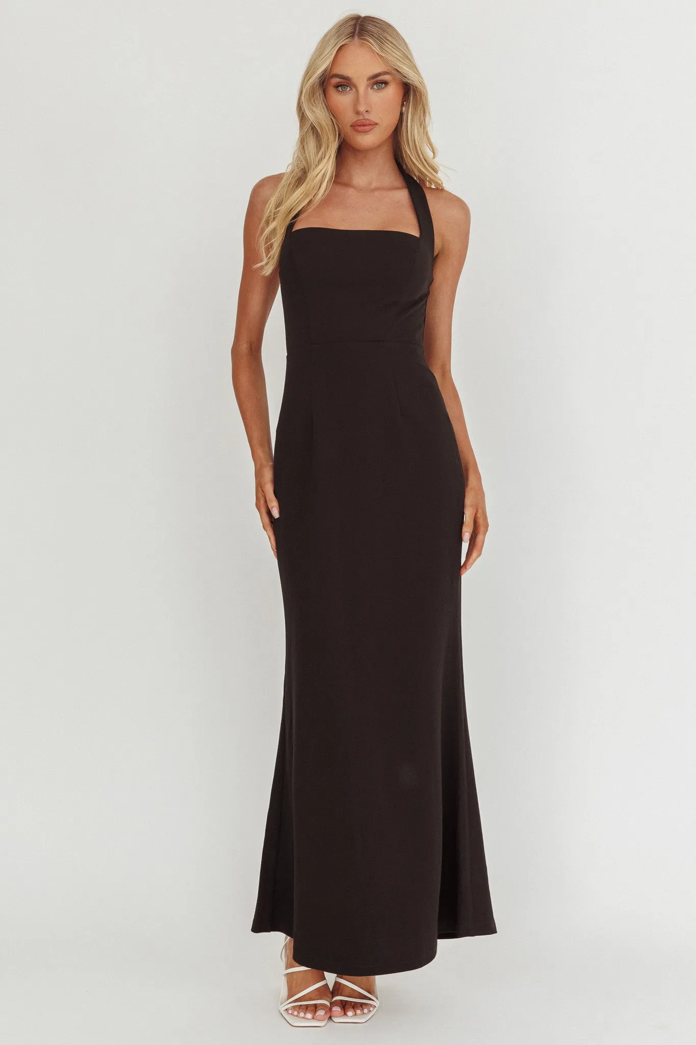 Shellie Square Neckline Halter Maxi Dress Black sold by Selfie Leslie product image thumbnail 4