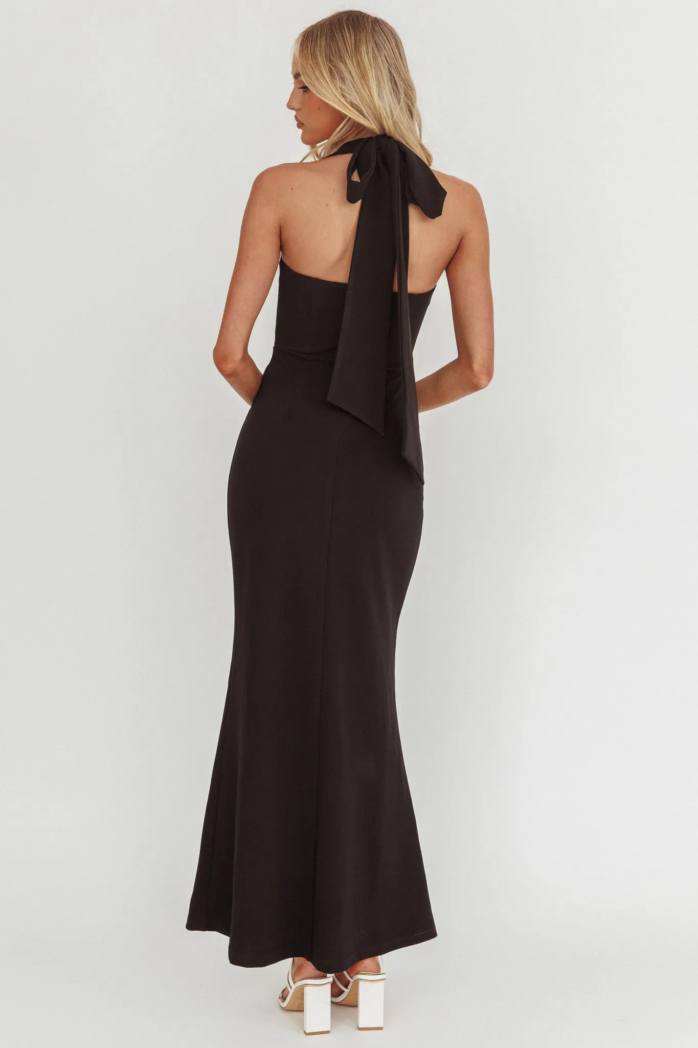 Shellie Square Neckline Halter Maxi Dress Black sold by Selfie Leslie product image thumbnail 2