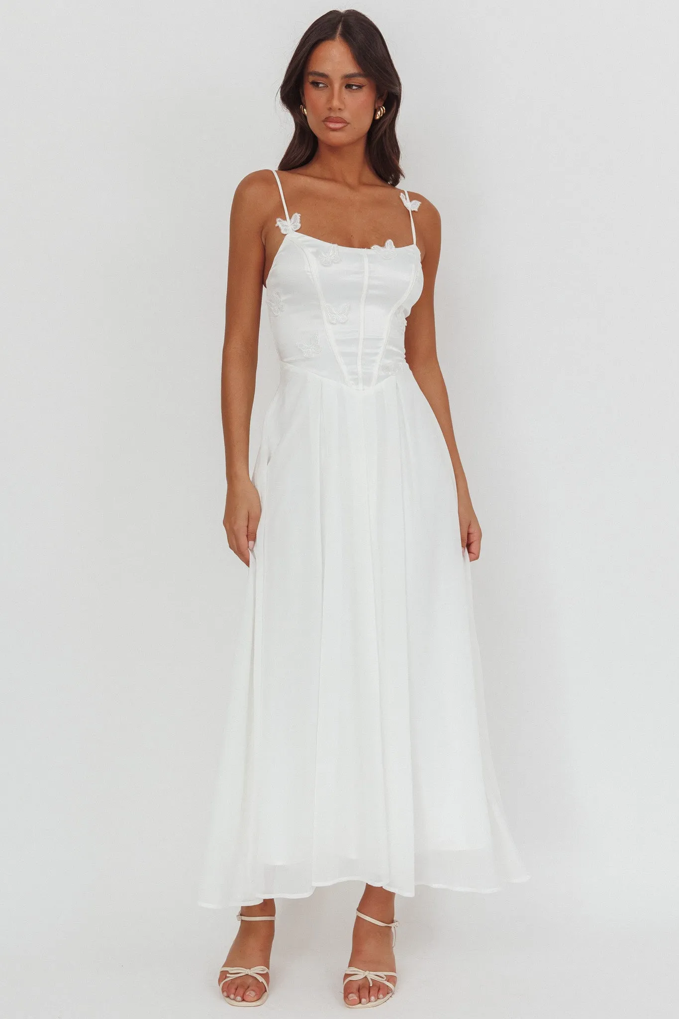 Lora Cami Strap Butterfly Dress White sold by Selfie Leslie product image thumbnail 5