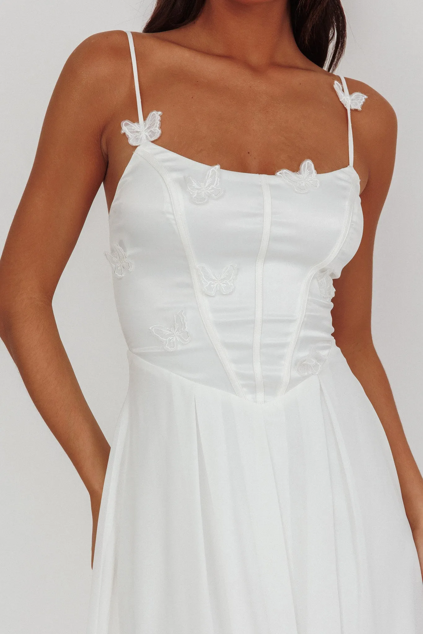 Lora Cami Strap Butterfly Dress White sold by Selfie Leslie product image thumbnail 3