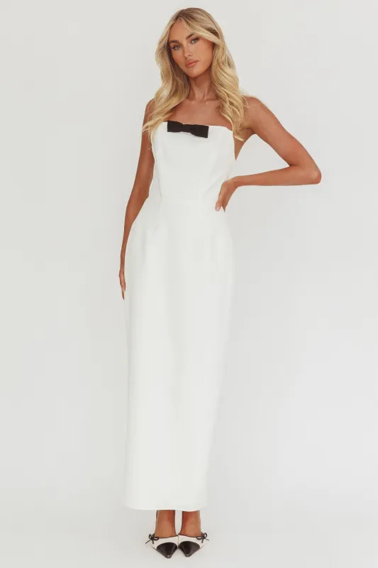 Cocktail Party Strapless Bow Bust Maxi Dress White sold by Selfie Leslie