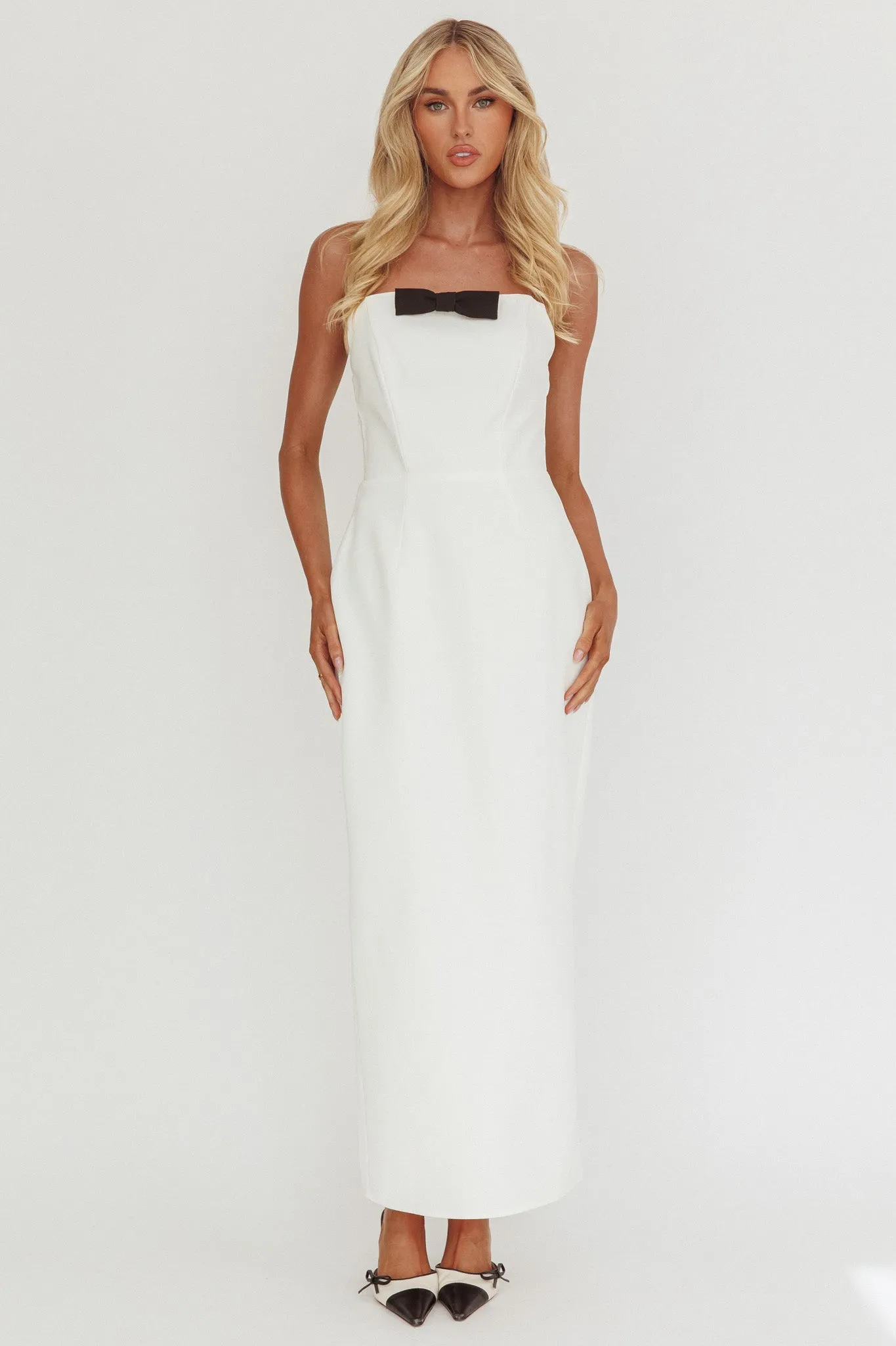 Cocktail Party Strapless Bow Bust Maxi Dress White sold by Selfie Leslie product image thumbnail 5