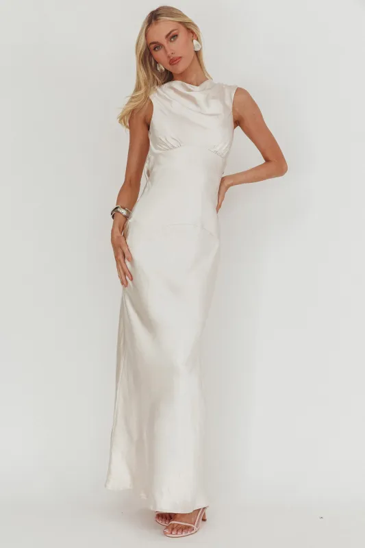 Cheers To You Cowl Back Maxi Dress Oyster sold by Selfie Leslie