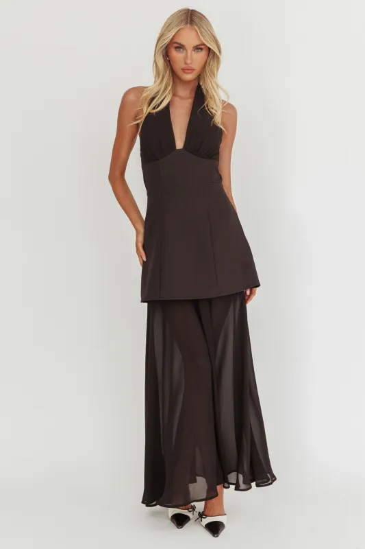 Opulent Halterneck Layered Maxi Dress Black sold by Selfie Leslie
