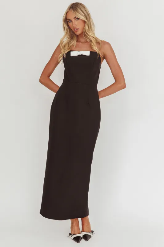 Cocktail Party Strapless Bow Bust Maxi Dress Black sold by Selfie Leslie