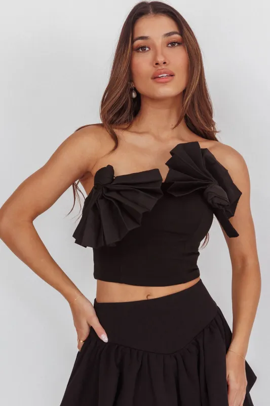Deisi Concertina Strapless Crop Top Black sold by Selfie Leslie