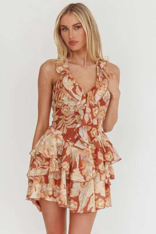 Live Loud Ruffle Layered Hem Mini Dress Floral sold by Selfie Leslie