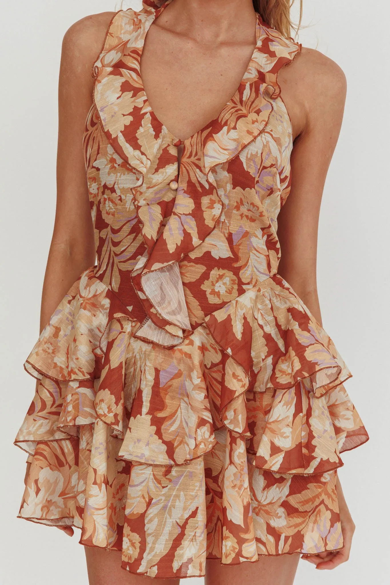 Live Loud Ruffle Layered Hem Mini Dress Floral sold by Selfie Leslie product image thumbnail 4