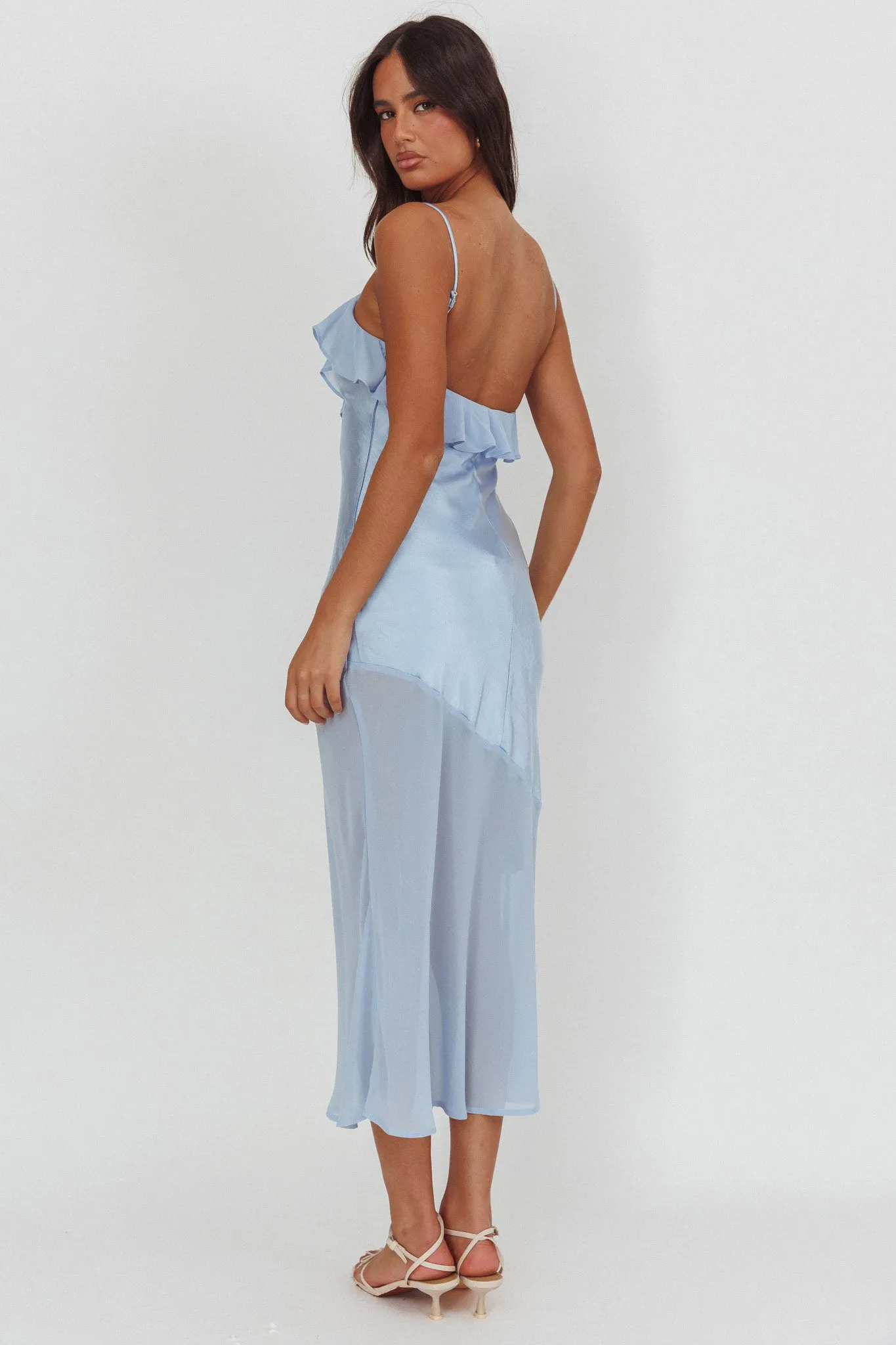 Talula Sheer Hem Ruffle Midi Dress Blue sold by Selfie Leslie product image thumbnail 2