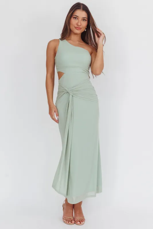 Luli One-Shoulder Cut-Out Maxi Dress Sage sold by Selfie Leslie